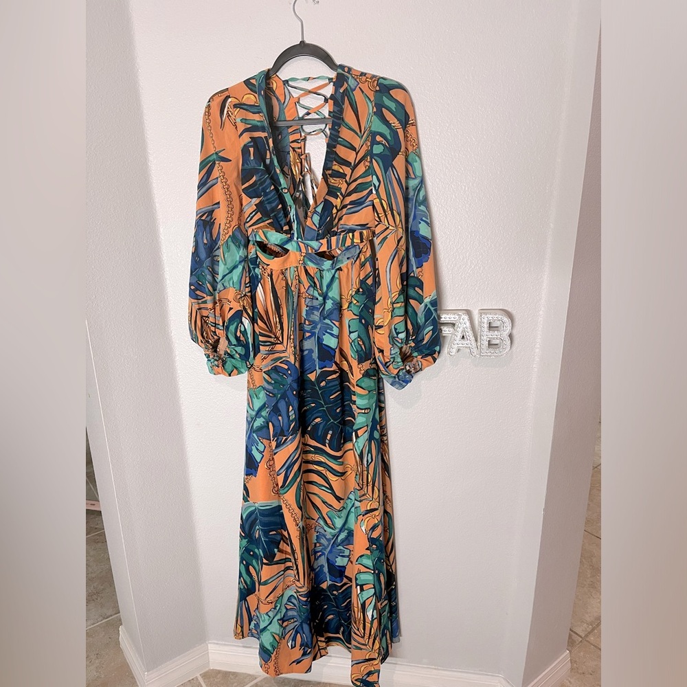 Tropical Print Maxi Dress